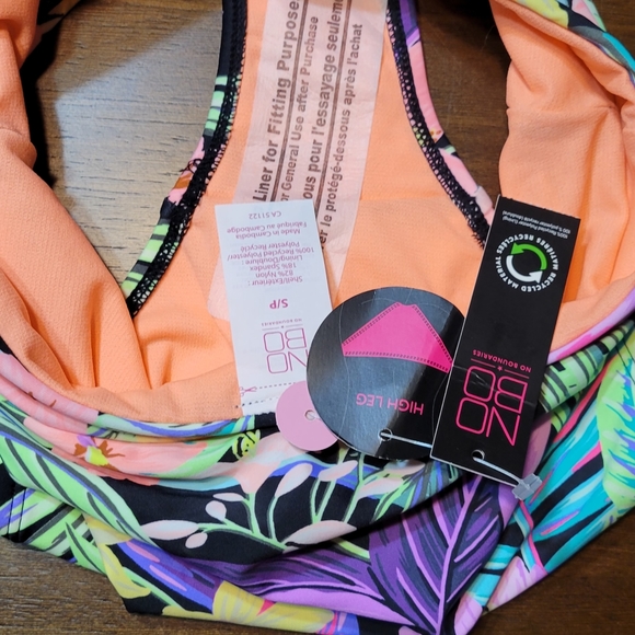 NWT NOBO Floral High Leg Cheeky Bikini Bottom - Picture 3 of 3